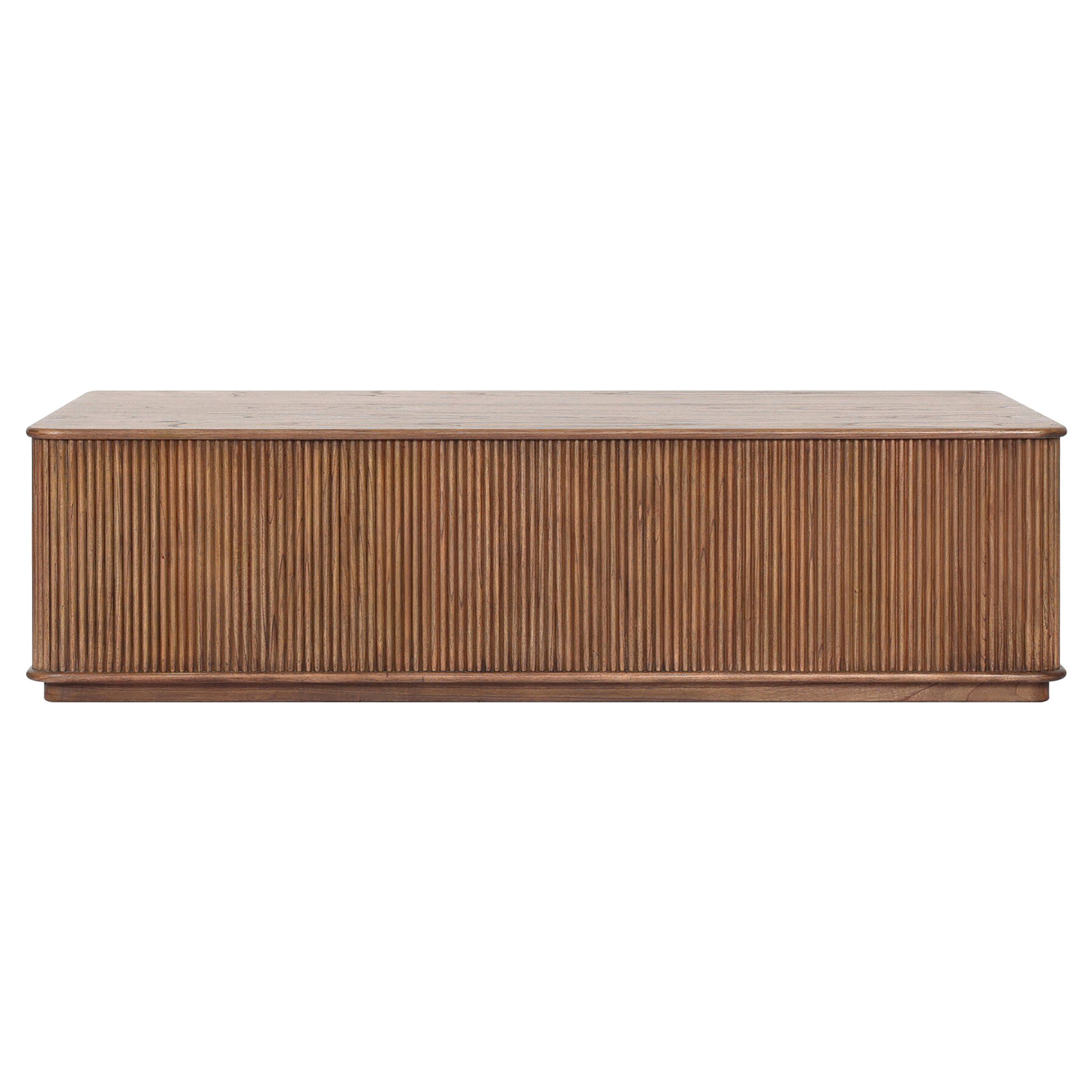 Ona Modern Classic Brown Wood Reeded Rectangular Coffee Table