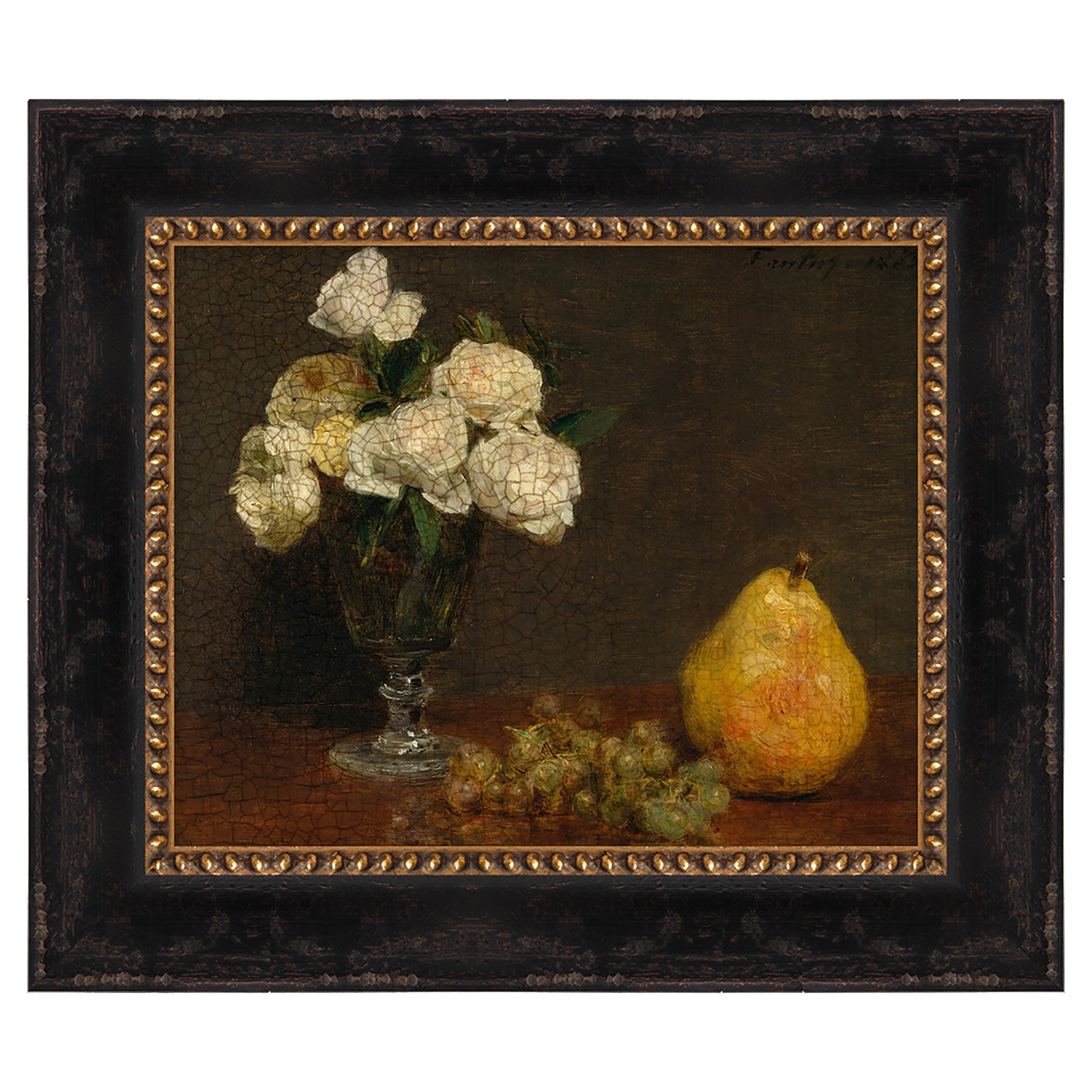 Umbra Traditional Brown Still Life Distressed Black Frame Painting - 13x15