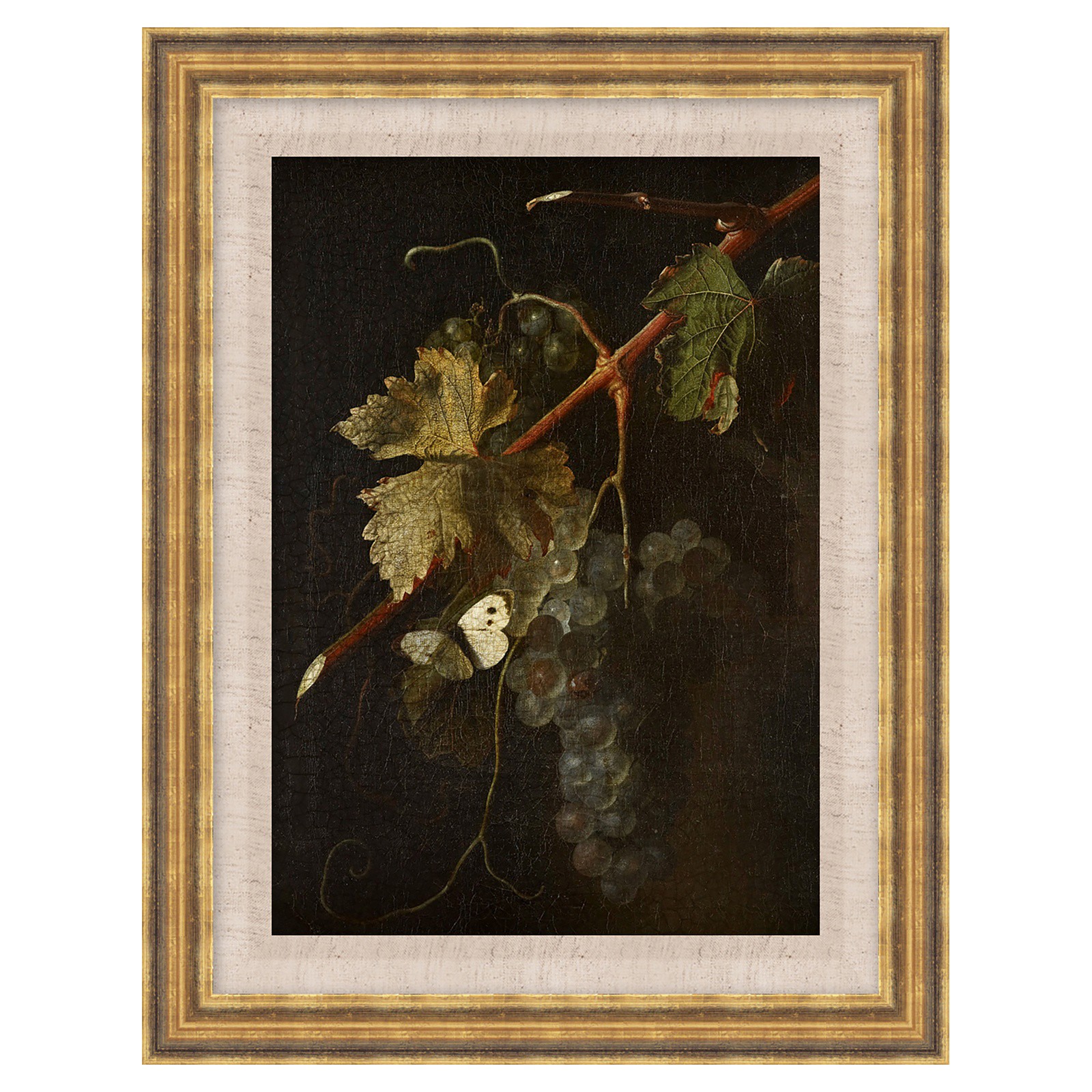 Dax Traditional Black Floral Vine Antique Gold Frame Painting - 18x14