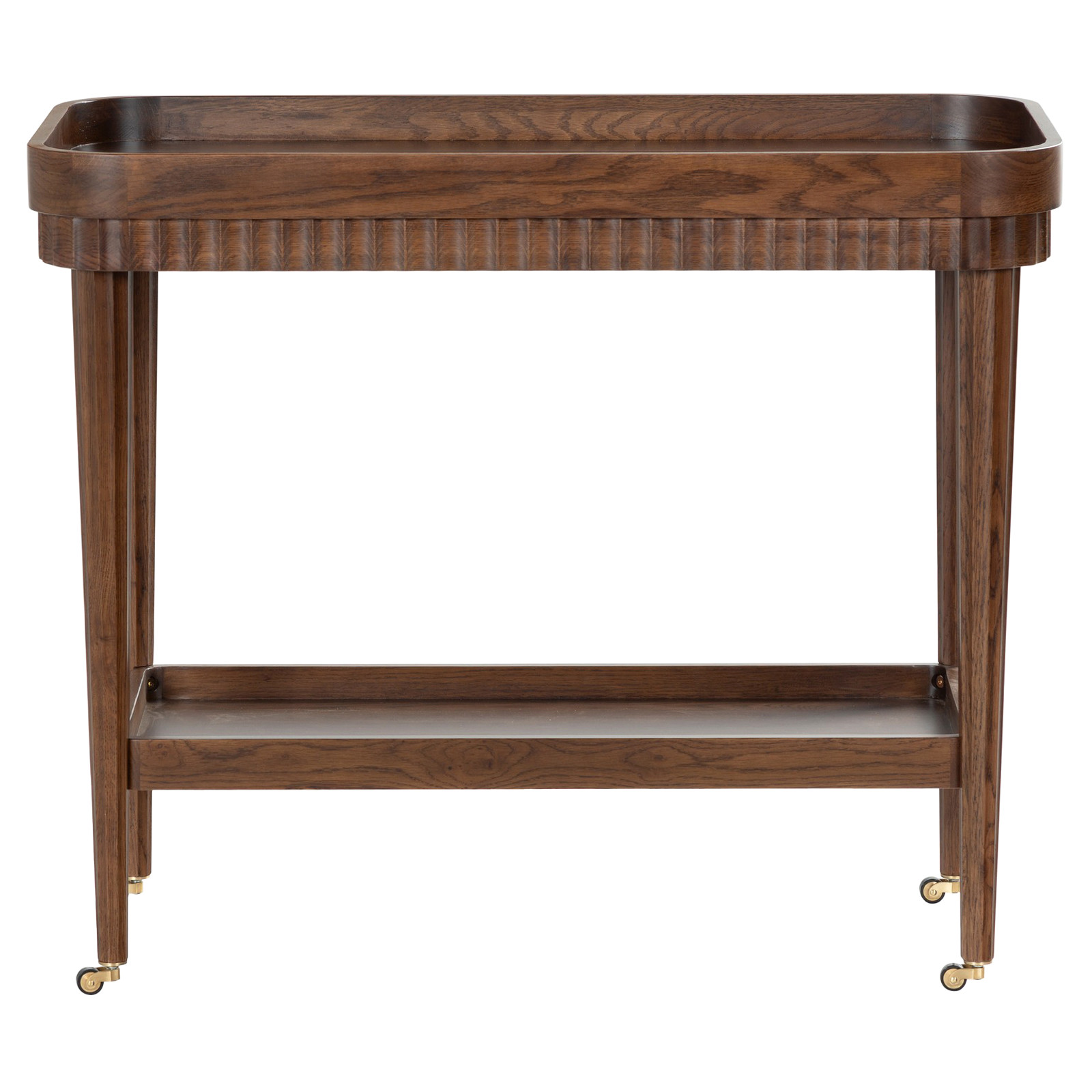 Farnsworth Updated Traditional Dark Brown Oak Bar Cart