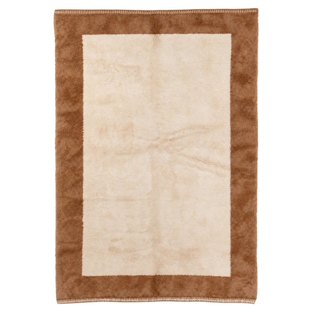 Dicor Rug Penrose Cream Wool Mocha Border Hand Knotted Rug - 8'x10'