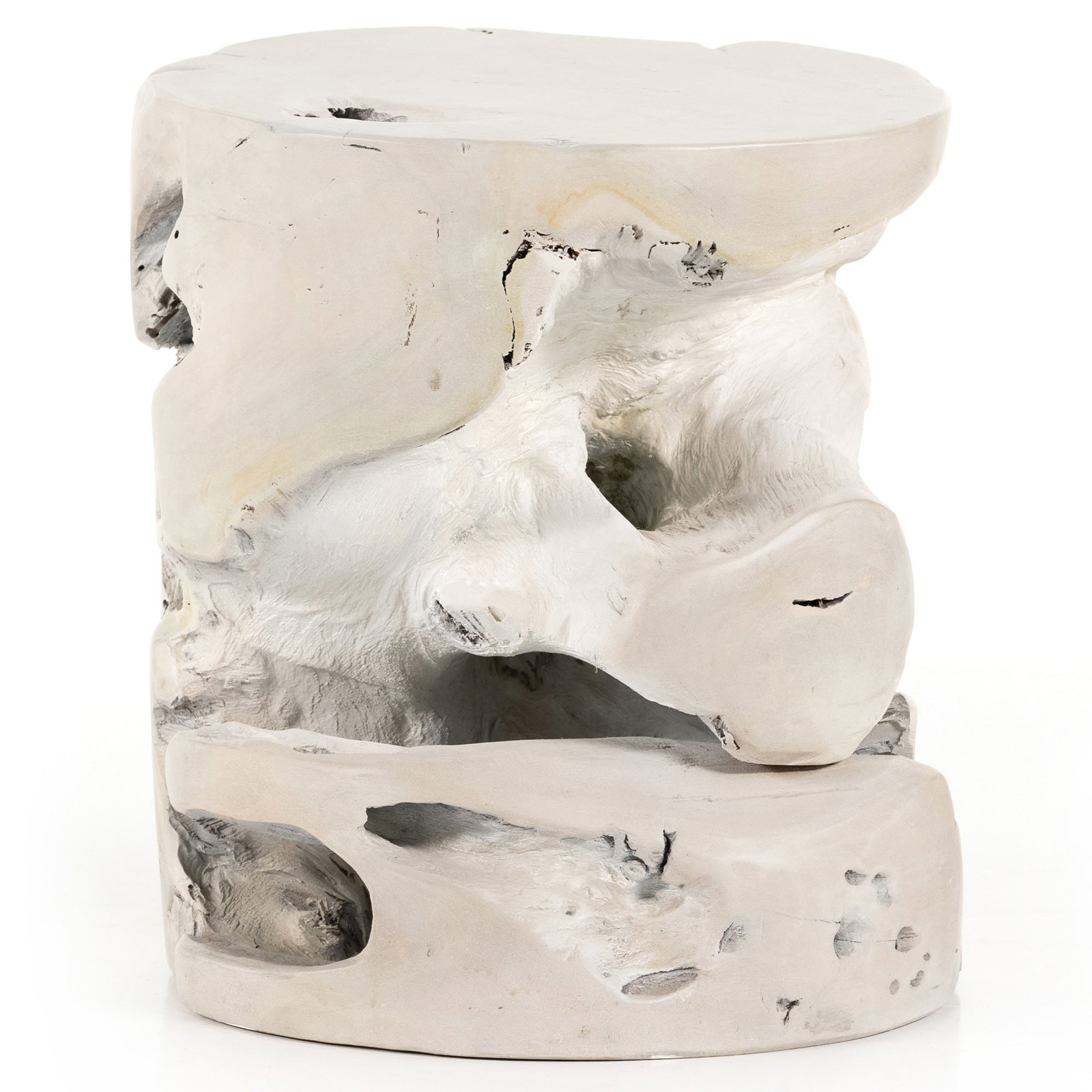 Kaili Global Bazaar White Teak Wood Outdoor Side End Table
