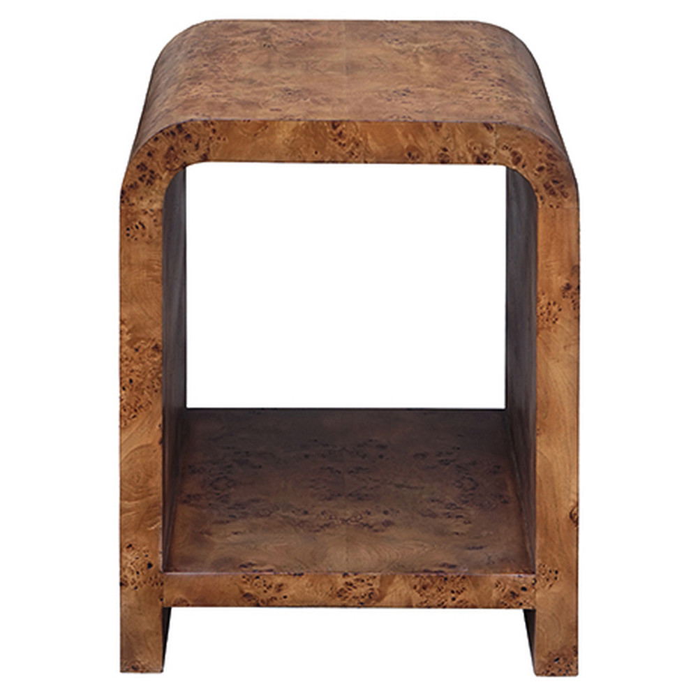 Worlds Away Putnam Mid Century Modern Brown Burl Wood Square Shelving ...