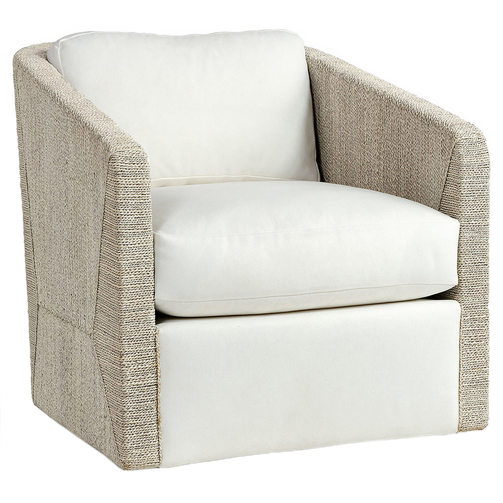 Palecek Carmine Coastal White Performance Woven Rope Swivel Living