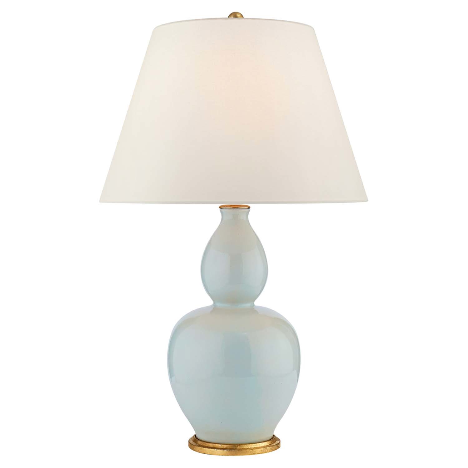 Visual Comfort Yue Modern Ice Blue Porcelain Linen Shade Double