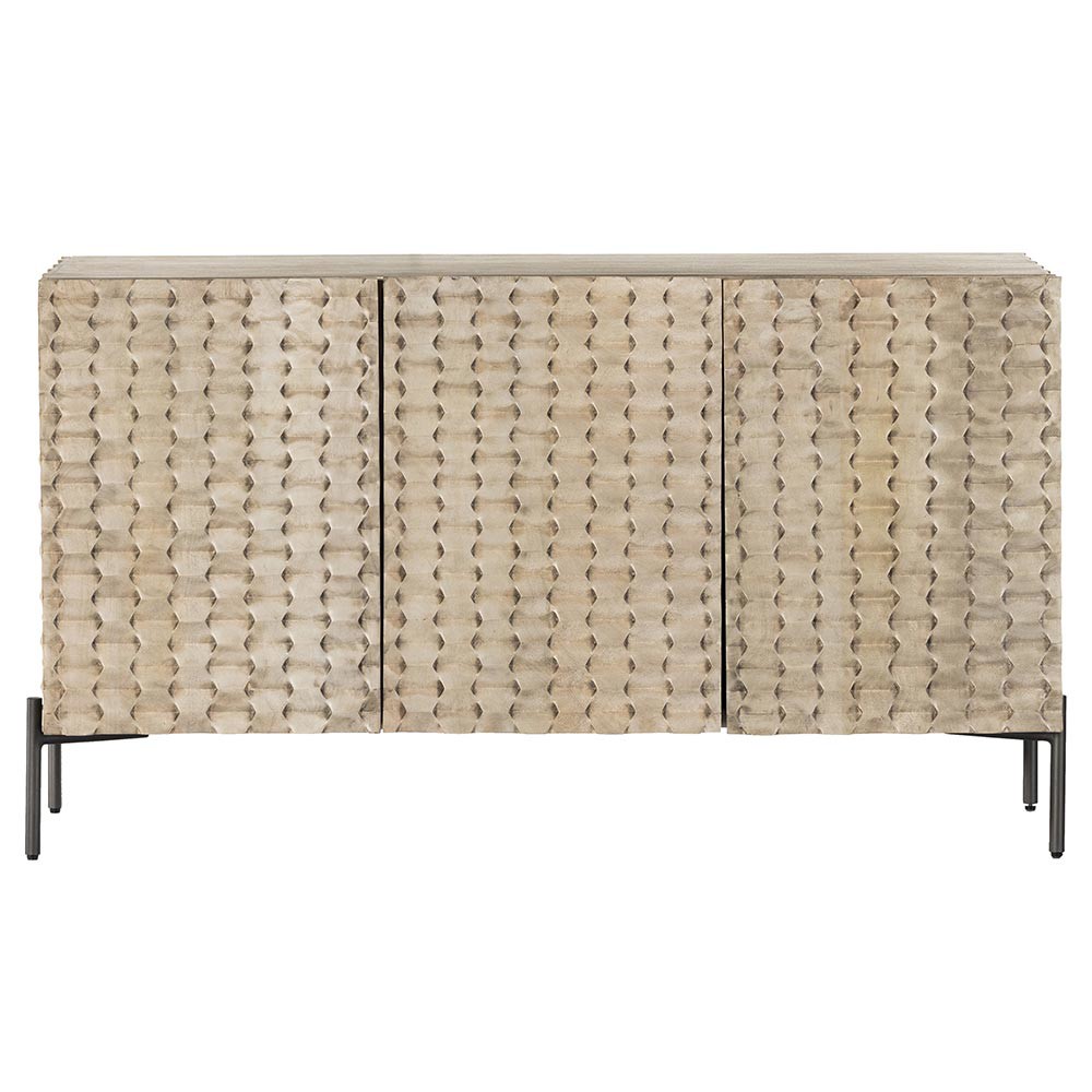 Harrison Modern Classic Grey Wash Mango Wood Iron Media Console - 48