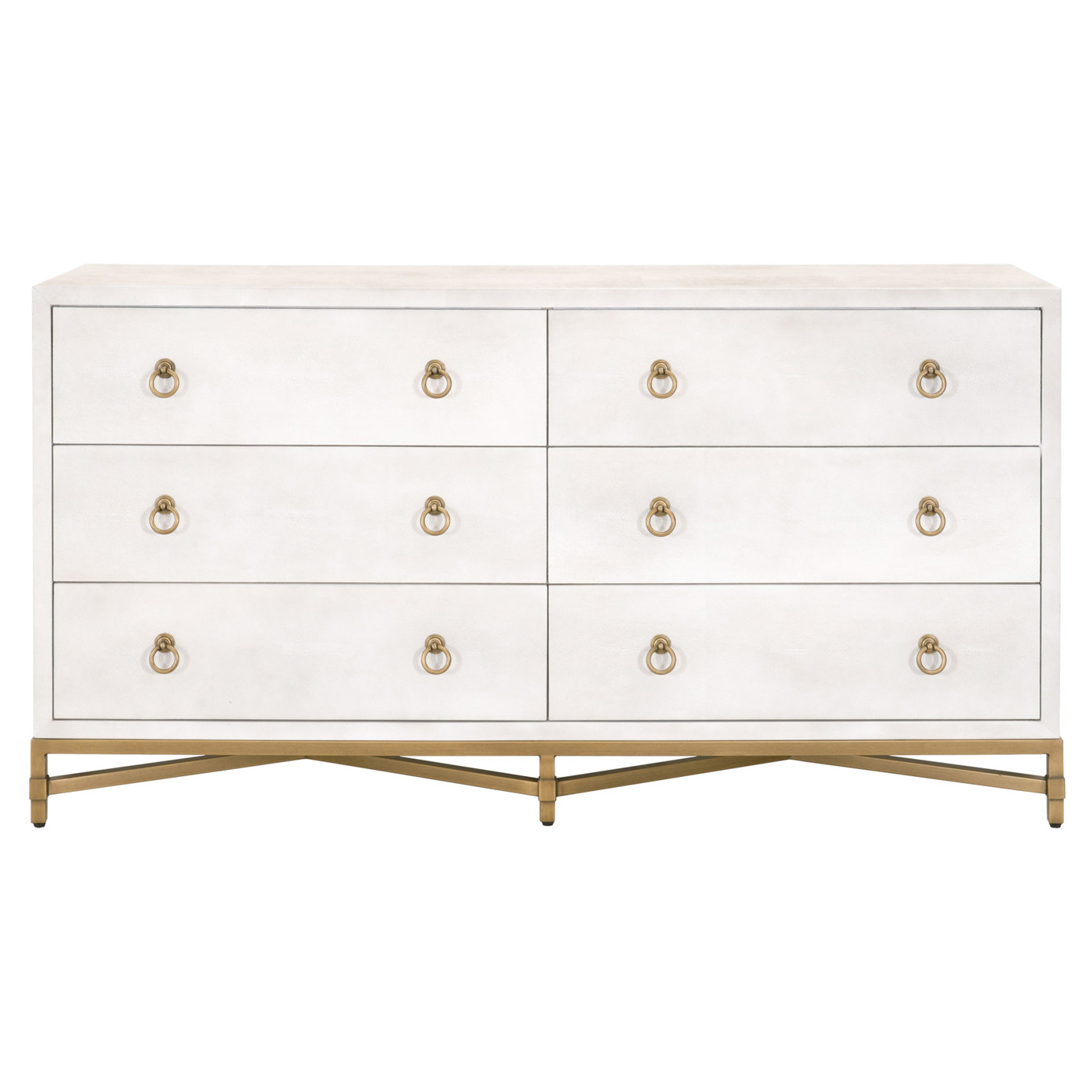 white dresser gold hardware Benjara 6 Drawer Wooden with Metal Hairpin Legs, and An innovative hold Strand Pearl Shagreen 6-Drawer Double
