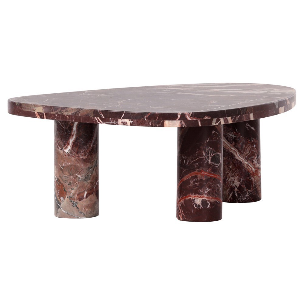 Zayden Modern Classic Merlot Red Solid Marble Coffee Table - 36"