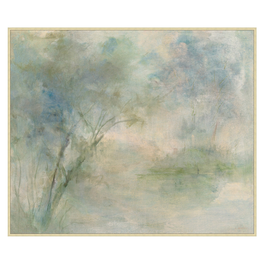 Phyla French Country Green Dreamy Forest Antique Silver Frame Painting - 58x69
