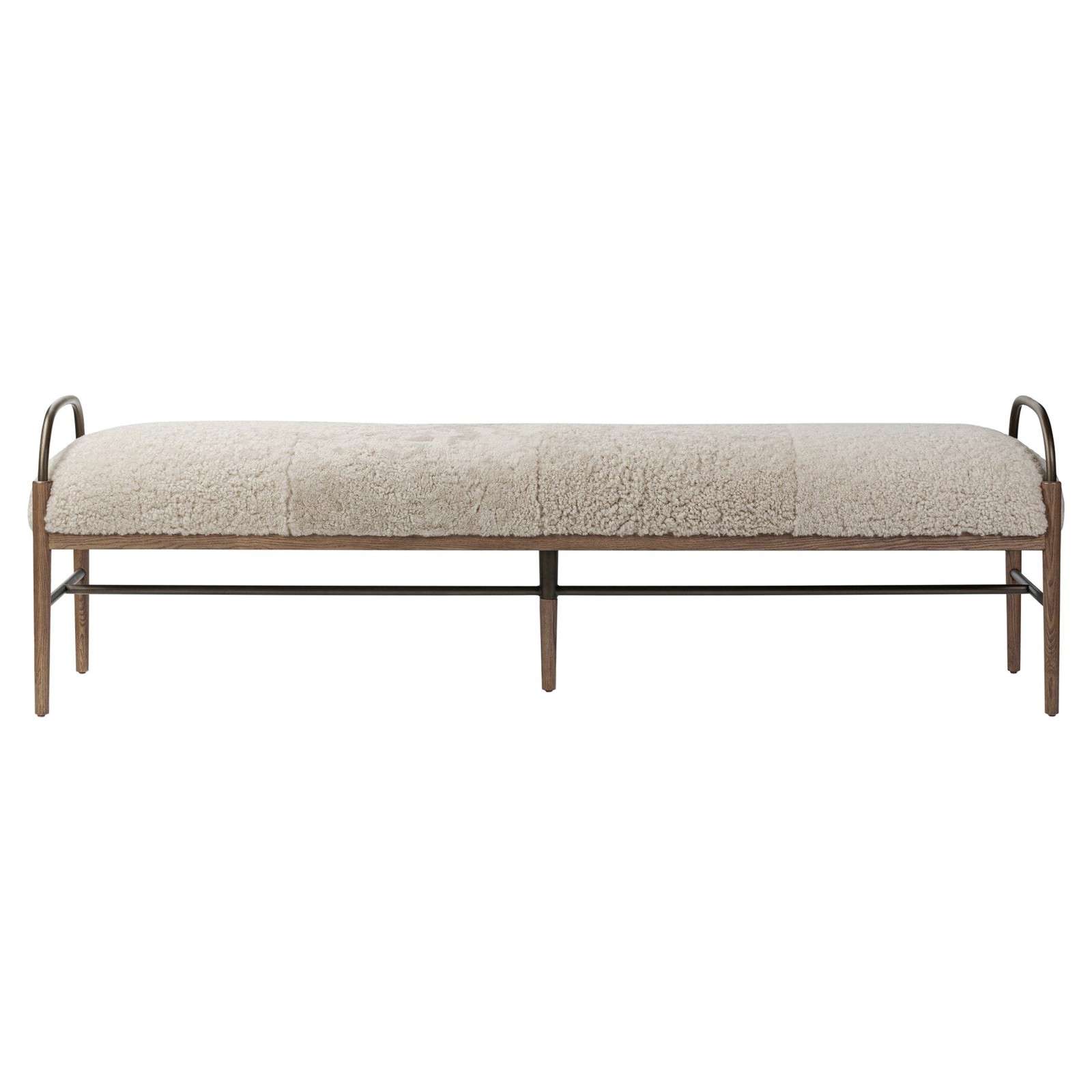 Demi Beige Shearling Accent Bench - 76