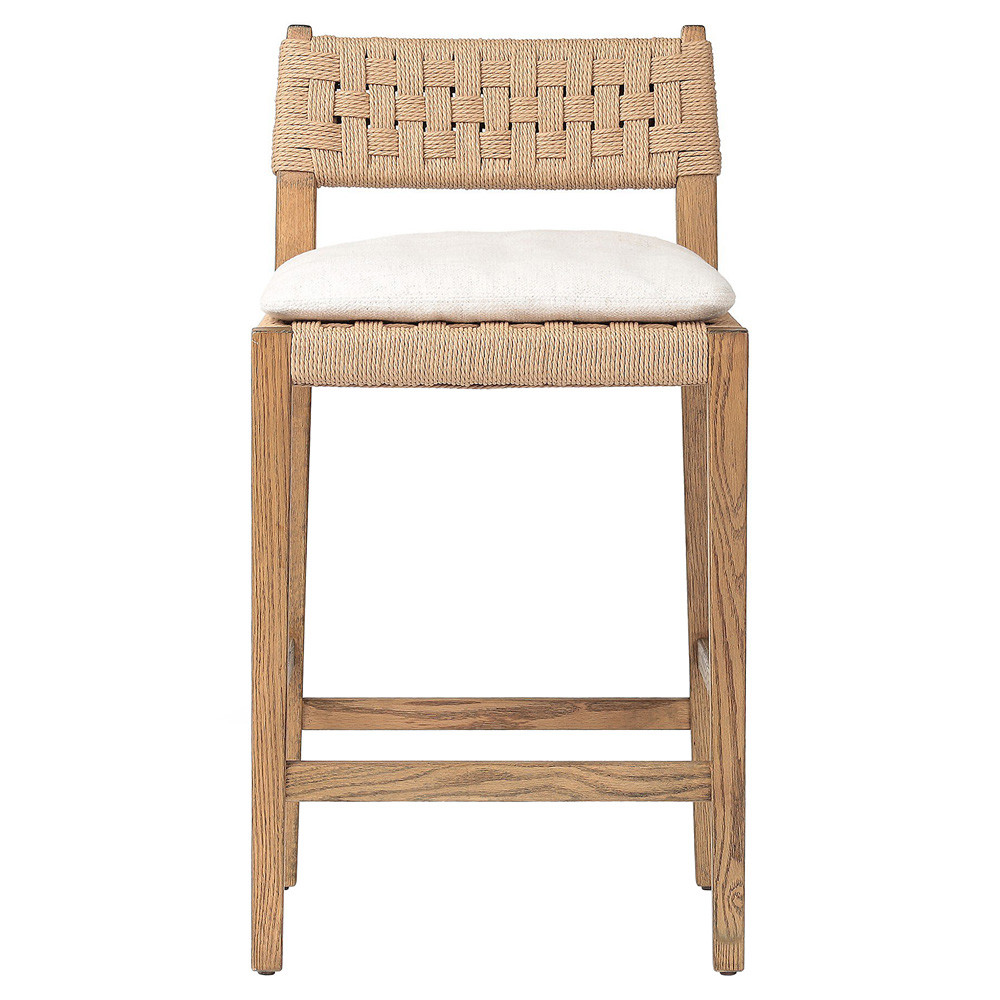 Henry Coastal Cream Performance Natural Woven Oak Counter Stool