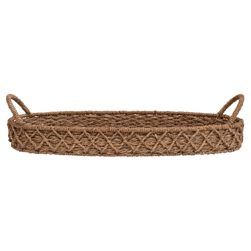 Bridgette Coastal Natural Woven Seagrass Oval Decorative Tray