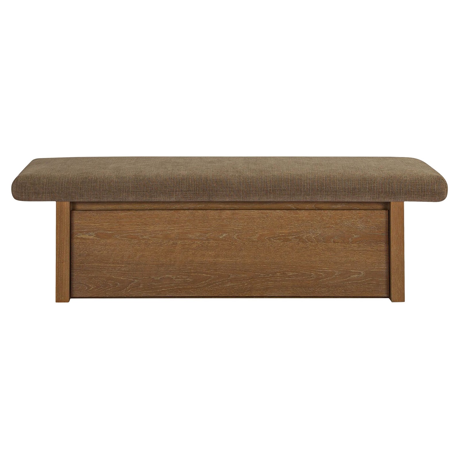 Mona Modern Classic Taupe Chenille Brown Oak Storage Bench – Kathy Kuo Home