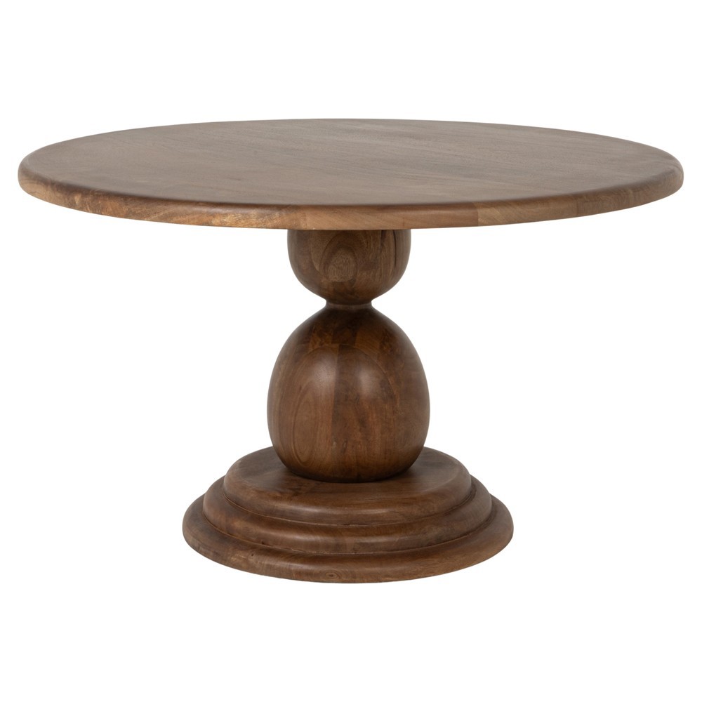 Cassandra Updated Traditional Brown Mango Wood Round Coffee Table