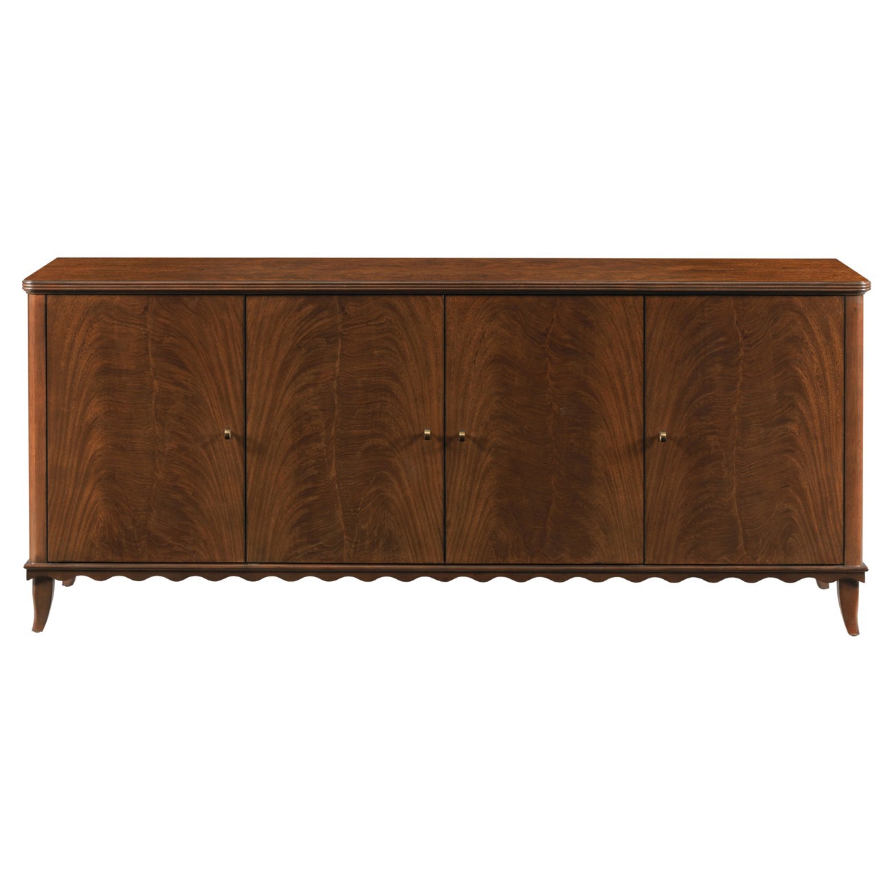 Lela Modern Classic Montserrat Brown Wood Scalloped Media Cabinet