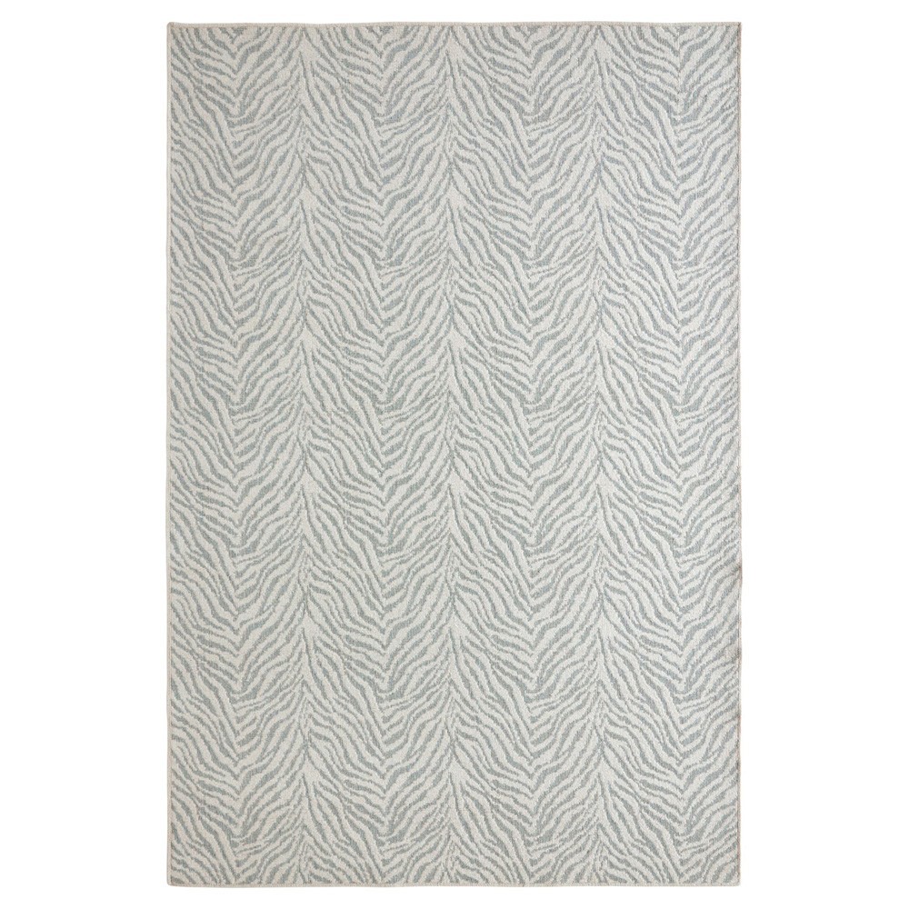 Zahida Modern Classic Light Blue Wool Zebra Patterned Rug - 8'x10'