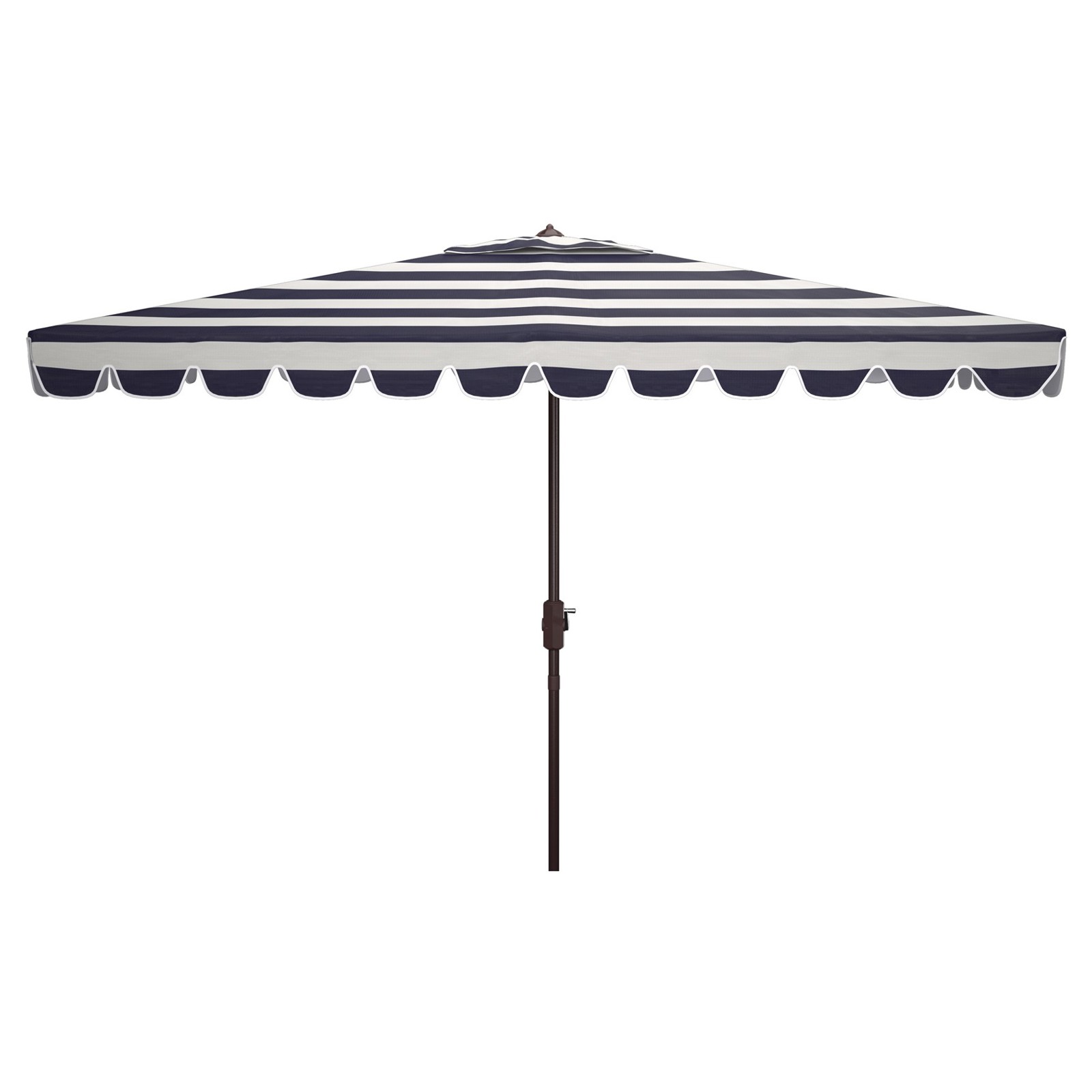 black striped patio umbrella Deluxe 8 ft and White Stripe & Beach with Travel Bag foot round frame operates with an easy crank Lancaster Table & Seating 9'