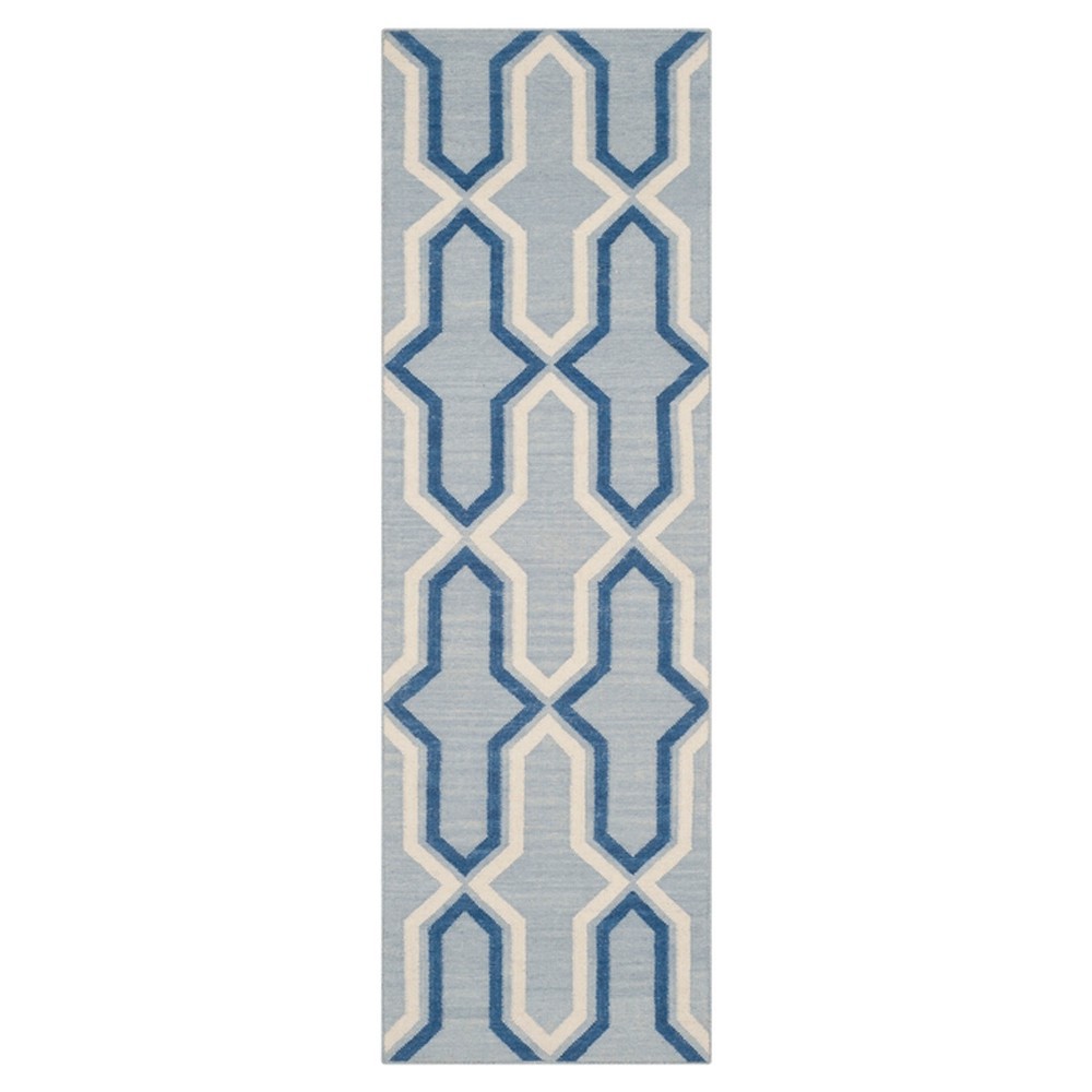 Abbot Rug Abbott Modern Classic Light Blue Wool Trellis Patterned Rug - 2'6
