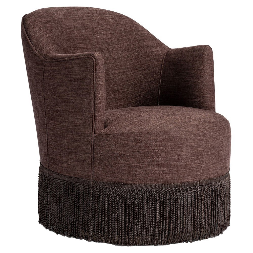 Samuel French Country Laughlin Plum Fringe Swivel Arm Chair