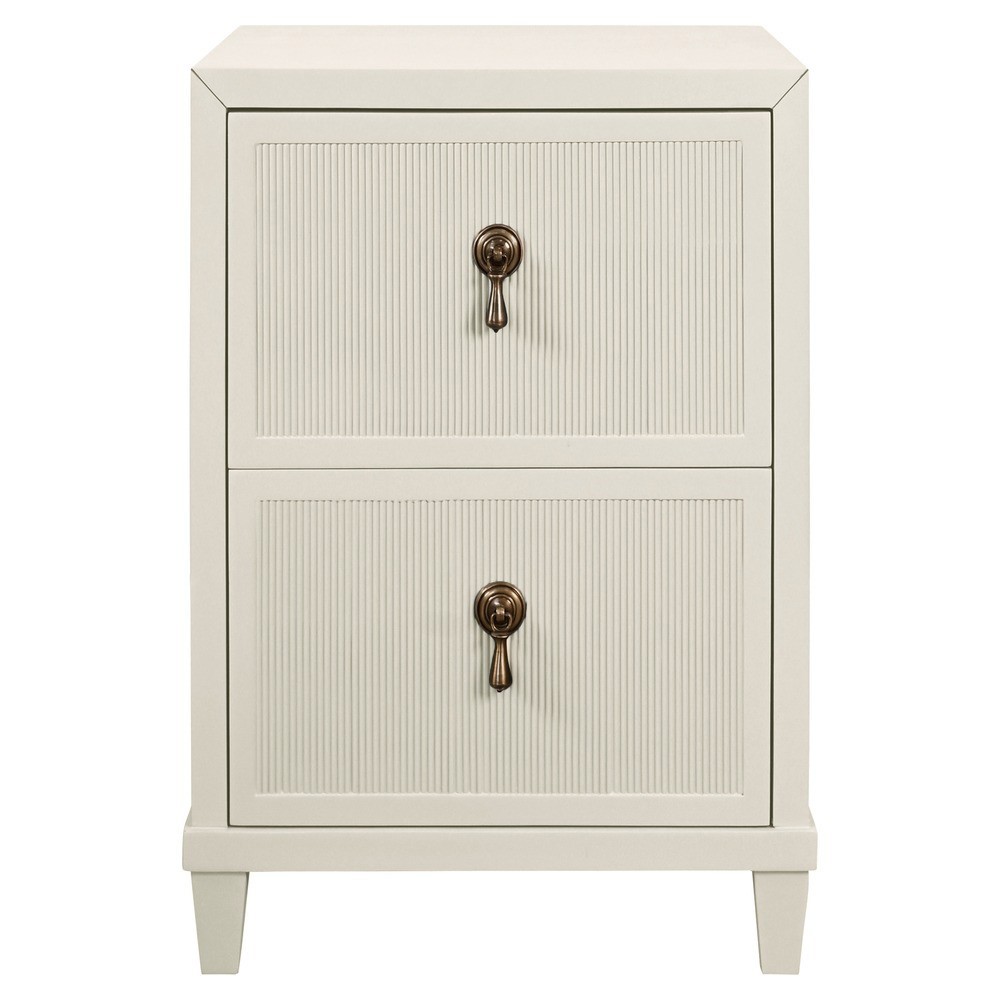 Worlds Away Novalie Updated Traditional Antique White Wood Fluted Side ...