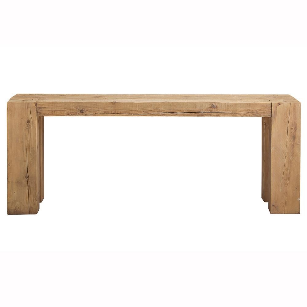 Amayah Rustic Brown Reclaimed Pine Wood Extra Long Rectangular Console ...