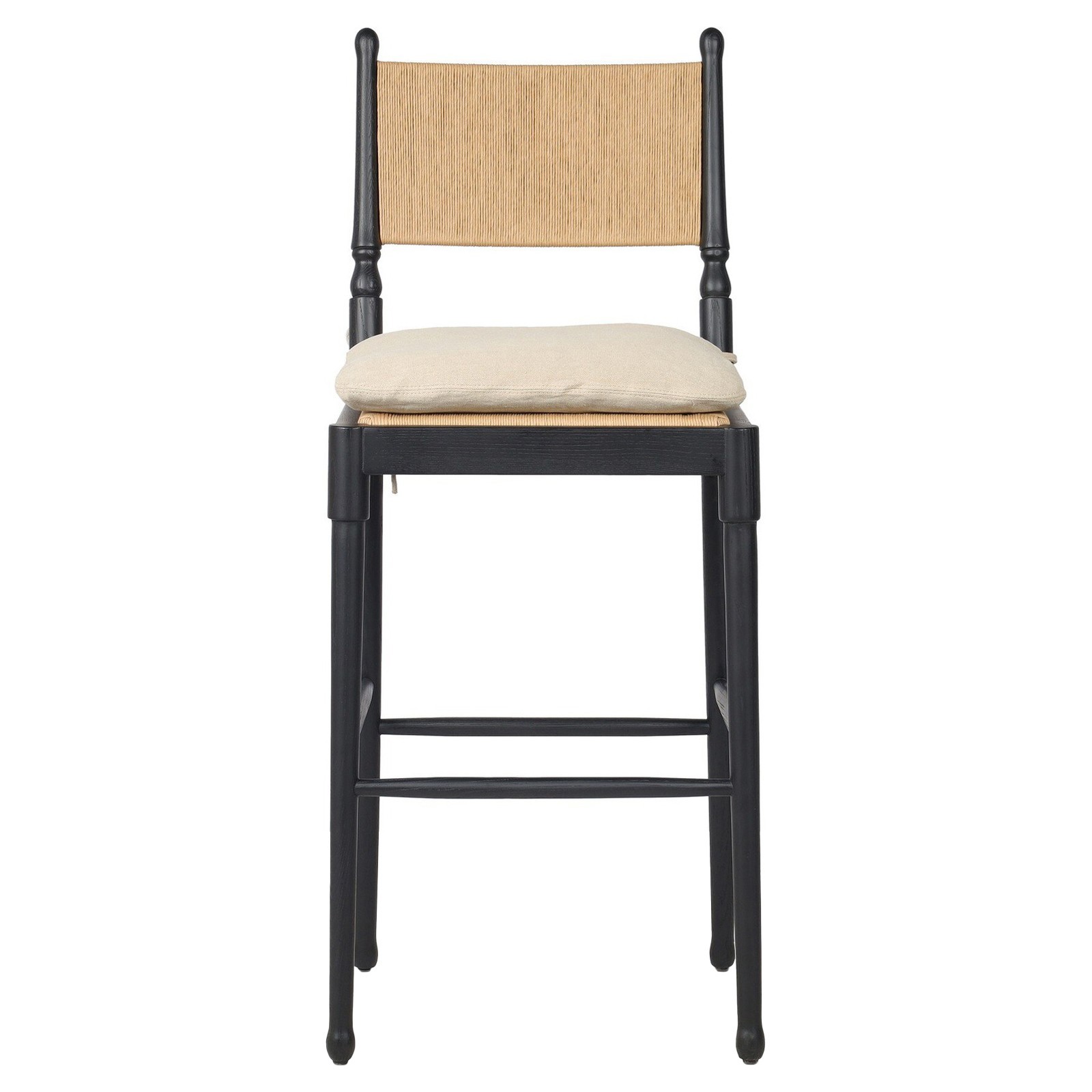 Fayth Broadway Dune Linen Stained Black Bar Stool