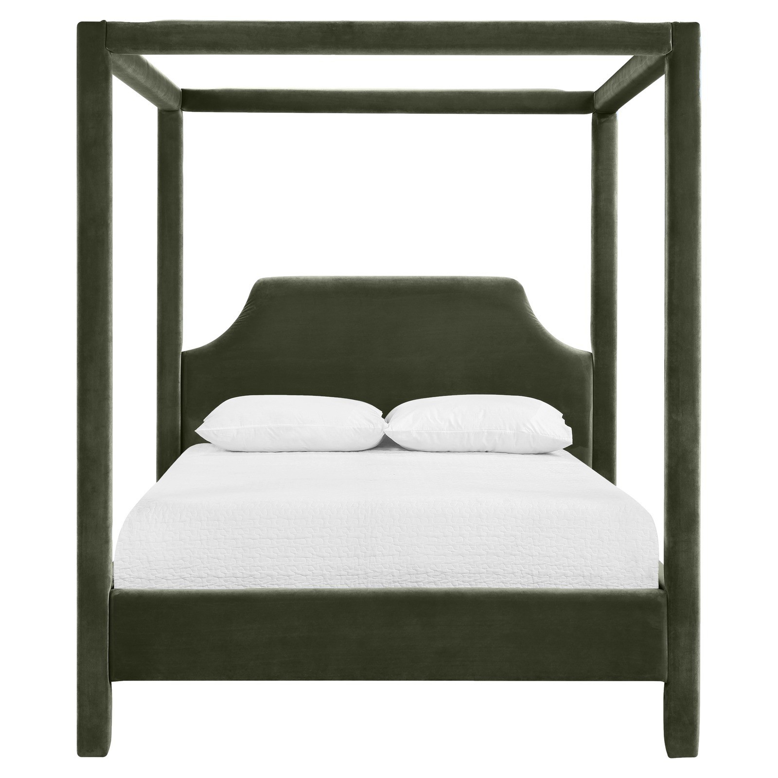 Sinclair Modern Classic Green Velvet Canopy Bed - King