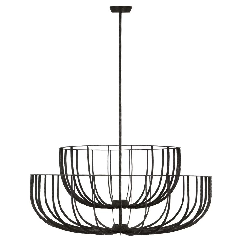 Visual Comfort Sanchi Modern Classic Aged Iron 2 Tier Chandelier - 42"