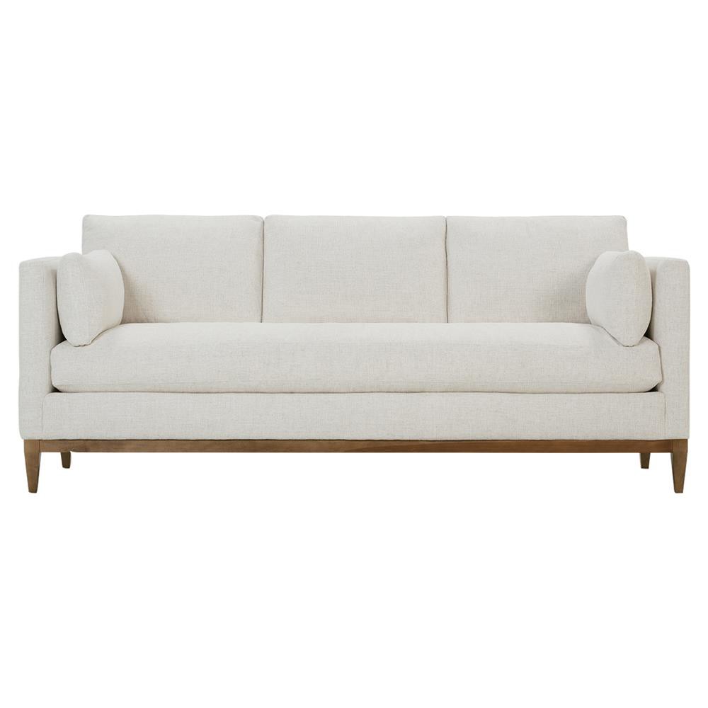 Leah Modern Bone White Upholstered Latte Wood Base Performance Sofa - 86