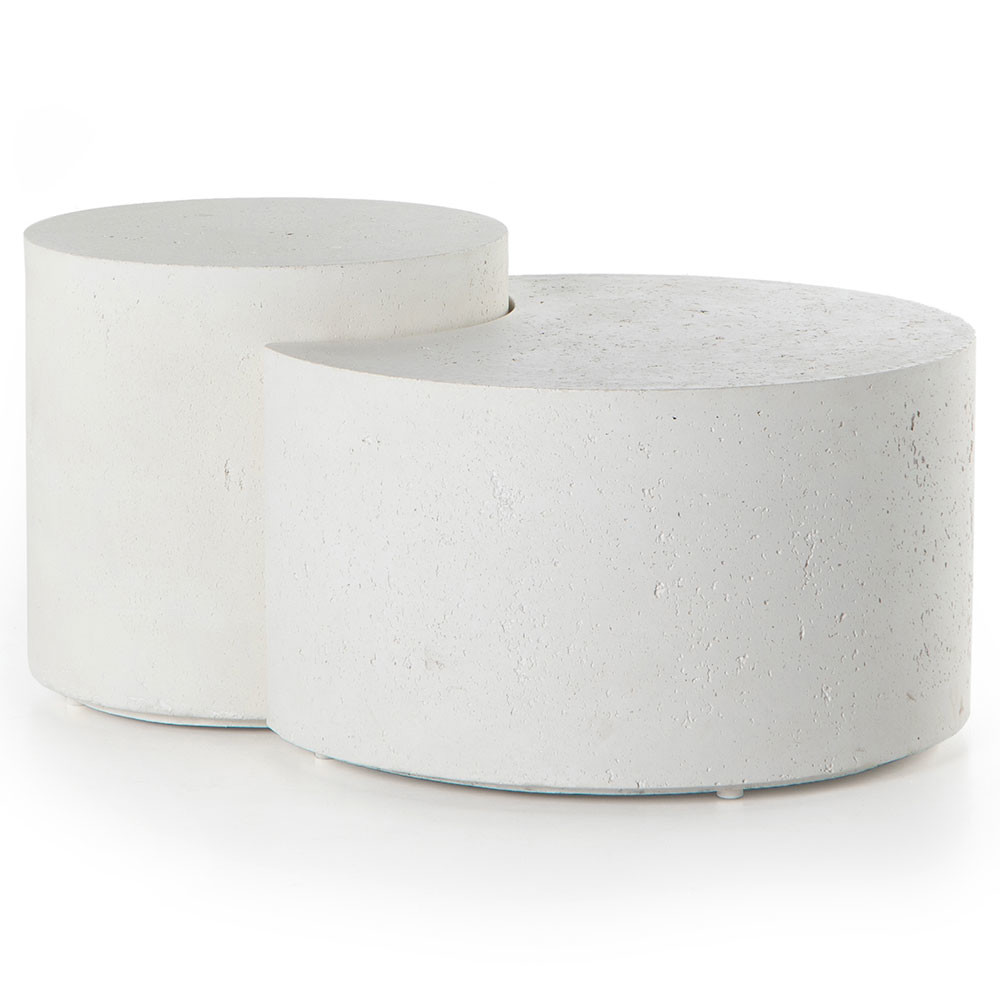 Messiah Nesting Modern White Concrete Outdoor Nest Coffee Table