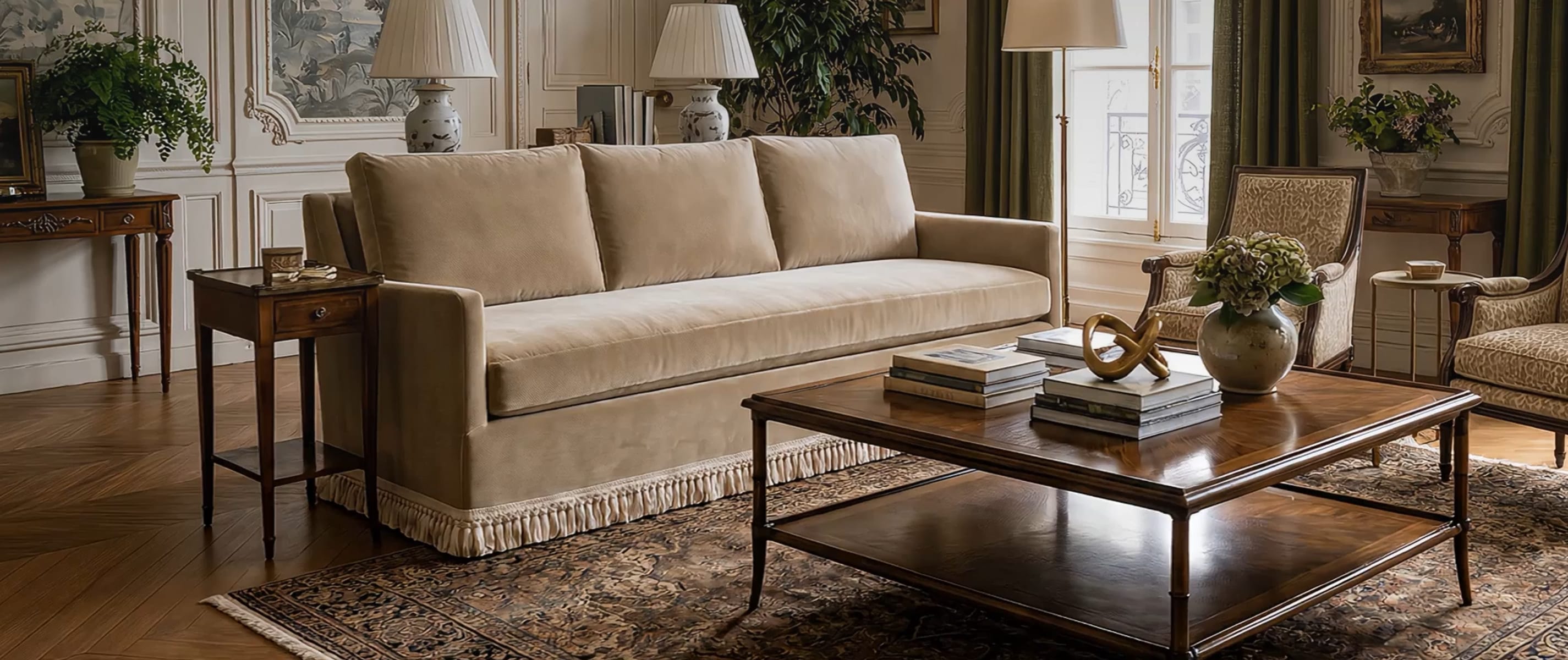 A richly layered living room for the Fall Sale Preview